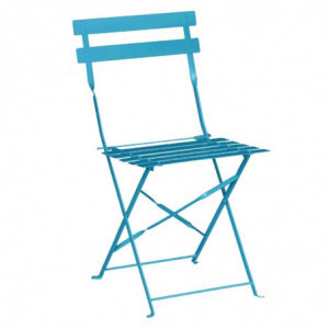 Chaises de terrasse en acier - bleu turquoise - Lot de 2 - Bolero - Fourniresto