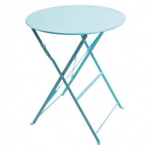 Table de terrasse ronde en acier - bleu turquoise - 595mm - Bolero - Fourniresto