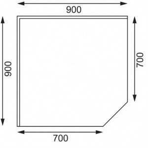 Hoektafel van roestvrij staal L 900 x 700mm - Vogue