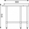 Hoektafel van roestvrij staal L 900 x 700mm - Vogue