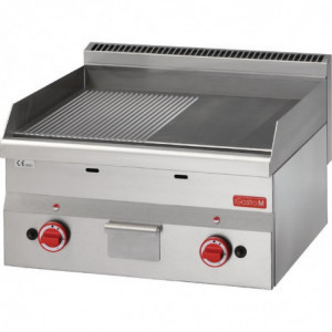 Plancha Gasplatte Halbglatt Halbrilliert- L 600 x T 600mm - Gastro M