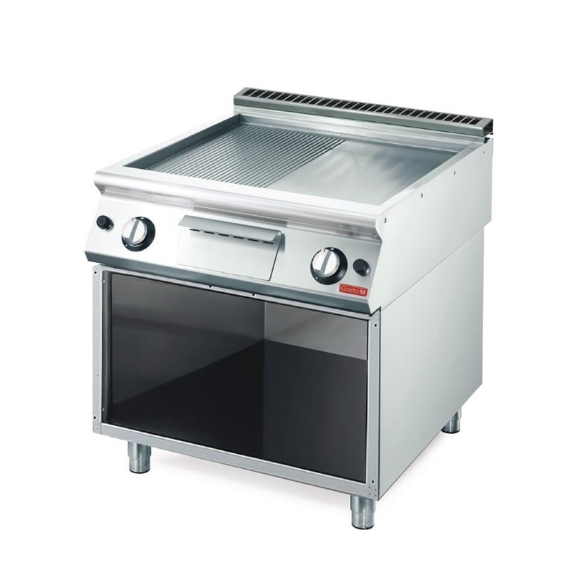 Plancha gas 700 met half gladde, half geribbelde plaat - Gastro M - Fourniresto