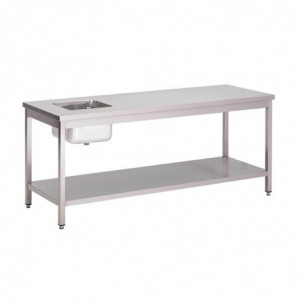 Tafel van roestvrij staal met onderste plank - L 1800 x D 700mm - Gastro M