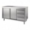 Meuble en Inox Avec Portes Coulissantes Et 3 Tiroirs À Gauche- L 1400 x P 700mm - Gastro M