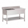 Roestvrijstalen Spoelbak Met Lage Plank 1 Bak Links-L 1600 x D 700mm - Gastro M