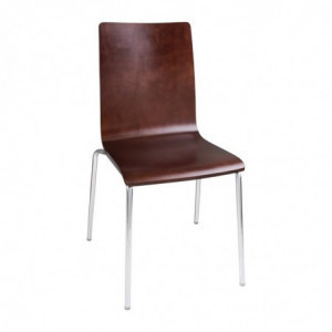 Stuhl mit quadratischer Rückenlehne in dunkelbraun - 4er-Set - Bolero - Fourniresto