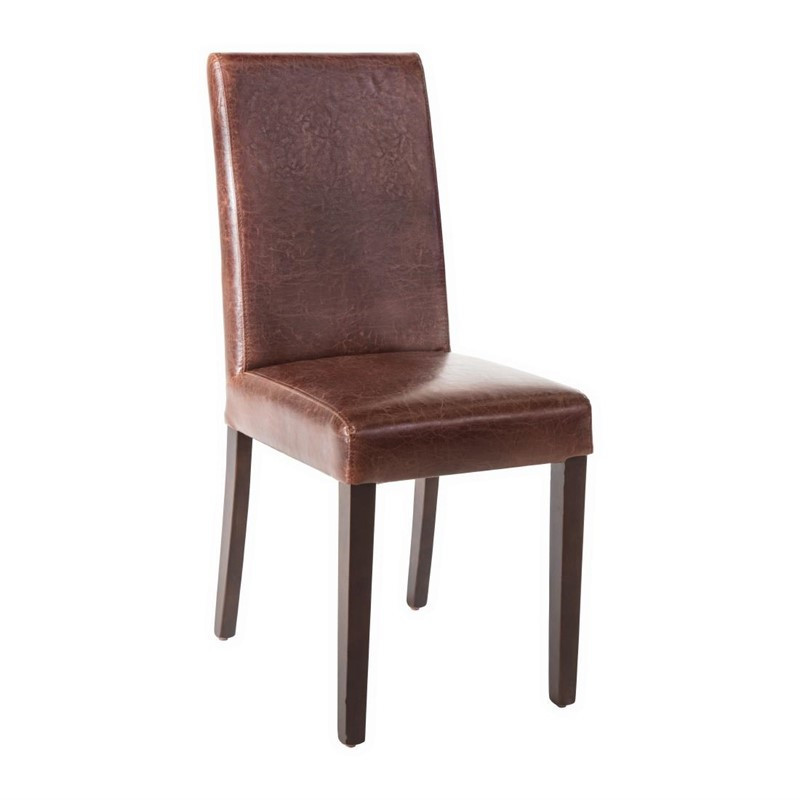 Stuhl mit hoher Rückenlehne aus dunkelbraunem Kunstleder - 2er-Set - Bolero - Fourniresto