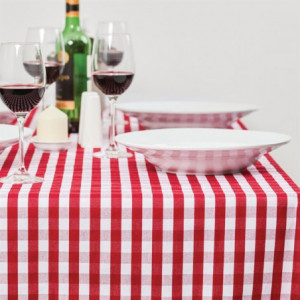 Square tablecloth with red checkered pattern in polyester 890 x 890mm - Mitre Essentials - Fourniresto