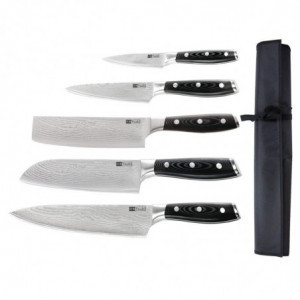 Set aus 5 japanischen Messern und Etui Tsuki Series 7 - FourniResto