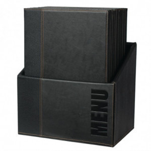 Black A4 menu holders with storage box - Set of 20 - Securit - Fourniresto