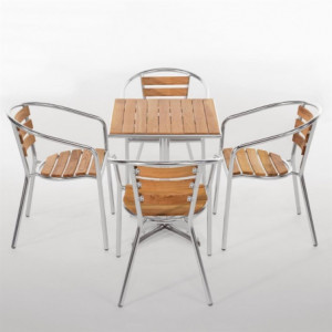 Stoelen Hout en Aluminium - Set van 4 - Bolero - Fourniresto