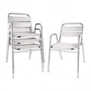 Stapelbare aluminium stoelen - Set van 4 - Bolero - Fourniresto