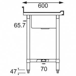 RVS spoelbak - L 2400 x D 600 mm - Vogue