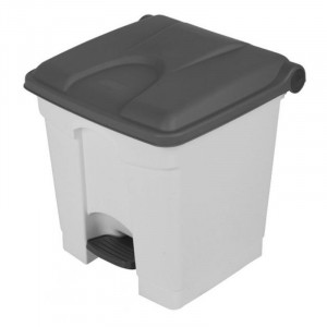 Prullenbak met pedaal Wit en Grijs - 45 L
