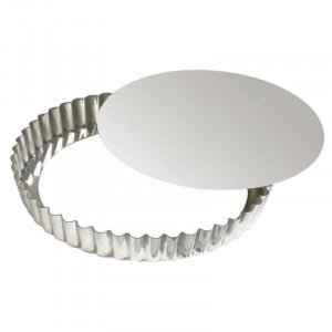 Runde gewellte Tarteform mit herausnehmbarem Boden - Weißblech - Ø 280 mm - TELLIER