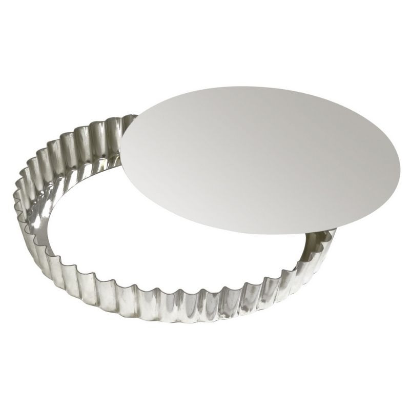 Runde gewellte Tarteform mit herausnehmbarem Boden - Weißblech - Ø 280 mm - TELLIER