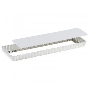 Rectangular Fluted Tart Mold with Removable Bottom in Iron - 350 x 110 mm - TELLIER