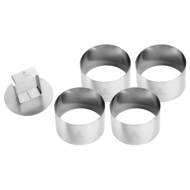 Stainless Steel Circle with Pusher - Ø 70 mm - Set of 4 - Tellier