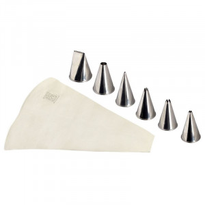 Box of 6 Stainless Steel Nozzles with 300 mm Canvas Pocket - Tellier