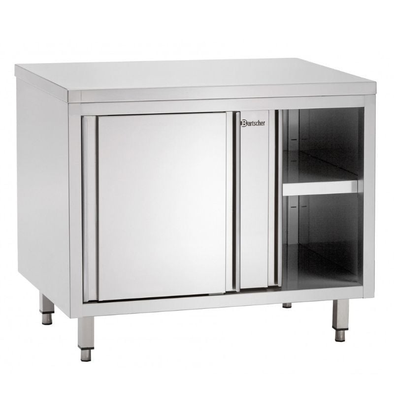 Stainless Steel Cabinet with Sliding Doors and Shelf - L 1000 mm