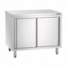 Stainless Steel Cabinet with Sliding Doors and Shelf - L 1400 mm