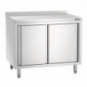 Stainless Steel Cabinet with Sliding Doors, Shelf, and Backsplash - L 1000 mm