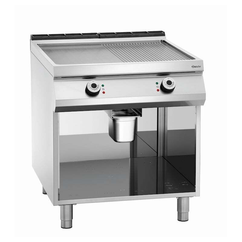 Plaatgrill Breedte 800 mm - 1/2 Glad 1/2 Geribbeld - Elektrisch