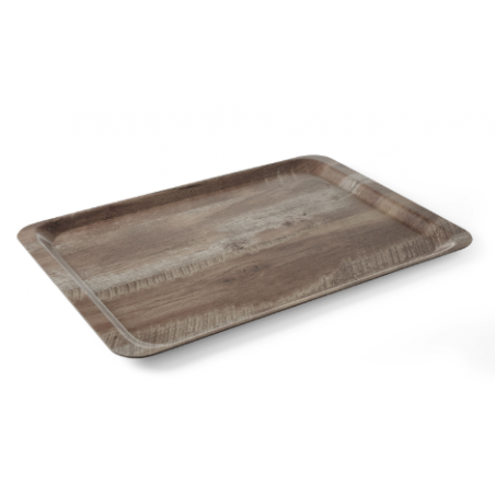 Melamine Printed Dark Wood Service Tray - 350 x 240 mm