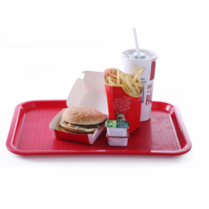 Rechteckiges Fast-Food-Tablett Rot - 415 x 305 mm