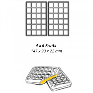 Professional Waffle Maker with 180° Opening - Left Right Tilt - 4 x 6 Cork