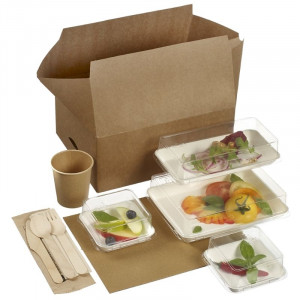 Postale lunchkit met wit Kanopée-servies - set van 20