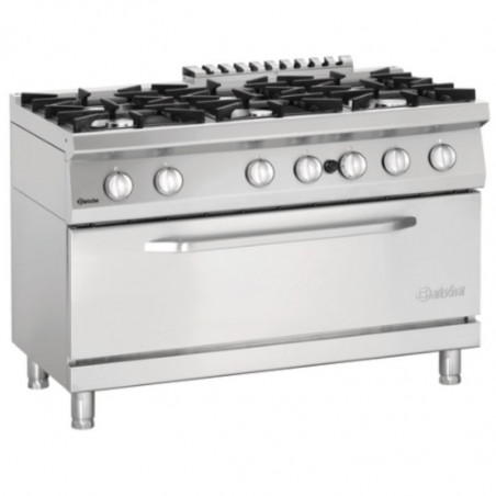 Zes-pitsfornuis met grote gasoven Serie 700