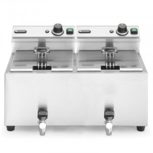 Friteuse Mastercook avec robinet de vidange - 2 x 8 l