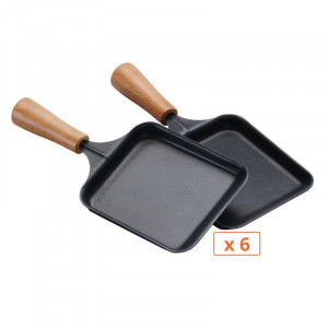 Set von 6 rechteckigen Holzpfännchen für Raclette