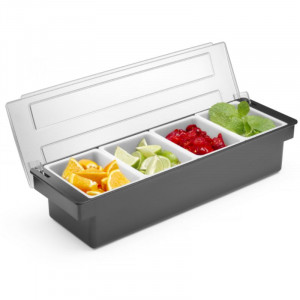 Ingredients Box - 4 Compartments in Black ABS - HENDI