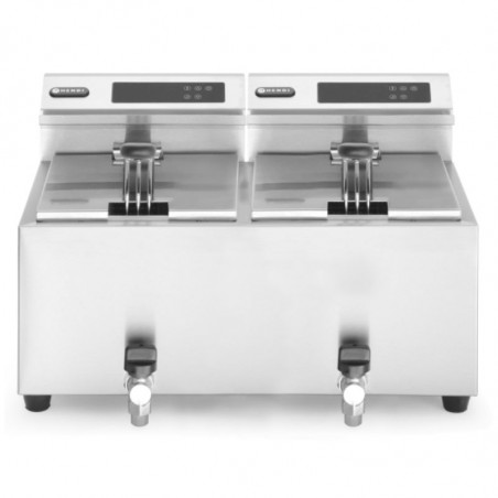 Friteuse Profi Line met digitale aftapkraan - 2 x 8 l - Merk HENDI - Fourniresto