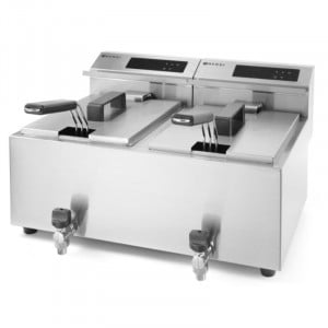 Friteuse Profi Line met digitale aftapkraan - 2 x 8 l - Merk HENDI - Fourniresto