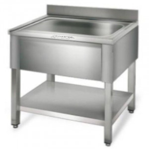 Sink 1 Basin with Backsplash and Shelf - L 600 x D 700 mm - Dynasteel
