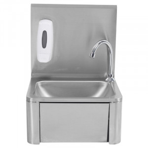 RVS Handenwasser met Kniebediening met Achterwand en Zeep