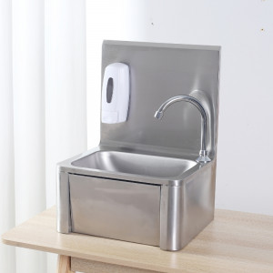 RVS Handenwasser met Kniebediening met Achterwand en Zeep