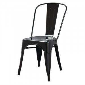 Stackable Bistro Chairs in Steel - Black - Set of 4 - Bolero