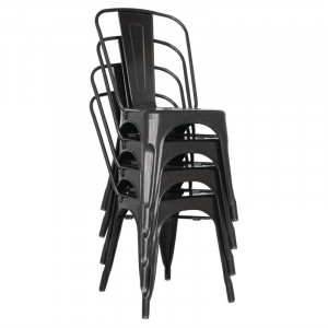 Stackable Bistro Chairs in Steel - Black - Set of 4 - Bolero