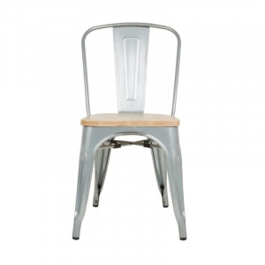 Stalen Stoelen met Houten Zitting - Set van 4 - Bolero