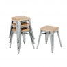 Stalen Bistro Krukken met Houten Zitting - Set van 4 - Bolero