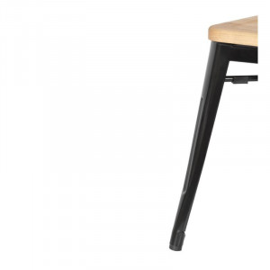 Zwarte Stalen Bistro Barkrukken met Houten Zitting - Set van 4 - Bolero