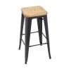 Hoge Bistro Kruk van Grijs Staal met Houten Zitting - Set van 4 - Bolero