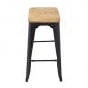 Hoge Bistro Kruk van Grijs Staal met Houten Zitting - Set van 4 - Bolero