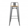 Hohe Hocker mit Rückenlehne und Sitz aus Holz - Metallisches Grau - 4er-Set - Bolero