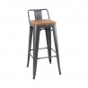 Hohe Hocker mit Rückenlehne und Sitz aus Holz - Metallisches Grau - 4er-Set - Bolero