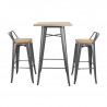 Hohe Hocker mit Rückenlehne und Sitz aus Holz - Metallisches Grau - 4er-Set - Bolero